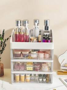 1pc Transparent Desk Office Stationery Storage Box, Drawer Units Storage Rack, Storage Rack For Bathroom Vanity, For Lipstick, Brushes, Lotions, Eyeshadow, Nail Polish And Jewelry And Desktop Storage, Room, Home, Bedroom, Bathroom, House, Pink Room, Living Room Decor, Travel Stuff, Gift Bag, Gifts For Mom, Friends, Teacher, Birthday, Wedding, Desk, Shelves, Accessories, Gift Boxes, Funny Gift, Storage,For Holiday Beach, Bathroom Collection, Bedroom Collection, Large Capacity