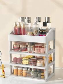 1pc Transparent Desk Office Stationery Storage Box, Drawer Units Storage Rack, Storage Rack For Bathroom Vanity, For Lipstick, Brushes, Lotions, Eyeshadow, Nail Polish And Jewelry And Desktop Storage, Room, Home, Bedroom, Bathroom, House, Pink Room, Living Room Decor, Travel Stuff, Gift Bag, Gifts For Mom, Friends, Teacher, Birthday, Wedding, Desk, Shelves, Accessories, Gift Boxes, Funny Gift, Storage,For Holiday Beach, Bathroom Collection, Bedroom Collection, Large Capacity