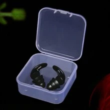 1 Pair Black Silicone Earplugs For Sleep, Soft And Non-Expanding, 3-Layer Noise Reduction Design For Quiet Night, Waterproof Earplugs For Dormitory, Washable And Reusable - Black - View 5