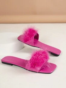 Women's Square Toe Flat Sandals, Fashion Party Strap Slip-On Slippers, Sexy Worn With Dresses, Spring/Summer