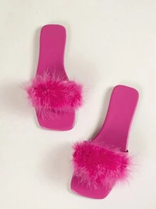 Women's Square Toe Flat Sandals, Fashion Party Strap Slip-On Slippers, Sexy Worn With Dresses, Spring/Summer