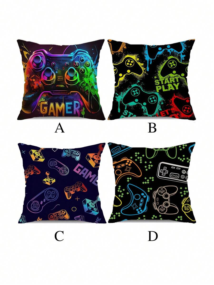 1 Stück & 4 Stücke Gaming Controller Thematische dekorative Kissenbezüge, Traum für Männer, geeignet für Auto, Zuhause, Schlafzimmer, Wohnzimmer (Innenkissen nicht enthalten)