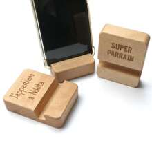 Personalized Wooden Phone Holder, Custom Engraved Cell Phone Stand With Your Text, Gift For Dad/Friend - Multicolor - View 7