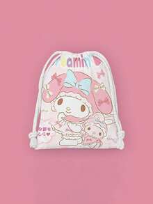 Drawstring Pouch Cartoon Small Cloth Bag Storage Bag Party Favors Canvas Gift Bag - Blue - View 3