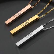 Stainless Steel Four Sides Engraved Name Date Cuboid Stick Bar Necklace For Men Women Charm Waterproof Personalized Pendant Jewelry Holiday Anniversary GiftsStainless Steel Four Sides Engraved Name Date Cuboid Stick Bar Necklace For Men Women Charm Waterproof Personalized Pendant Jewelry Holiday Anniversary Gifts - Silver - View 10