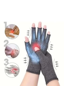 1 Pair Unisex High-Quality Compression Gloves, Suitable For Daily Use, Typing, Work, Fitness And Exercise - Fingerless Sports Gloves With Thumb Hole - Half-Finger Support Gloves - Open Finger Design - UV Protection Manicure Gloves