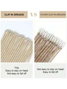 3PCS Clip In Dreadlock Extensions, 12 Strands Soft 24 Inch Synthetic Clip-In Dreads, Handmade Crochet Hair 0.6cm Dread Extensions
