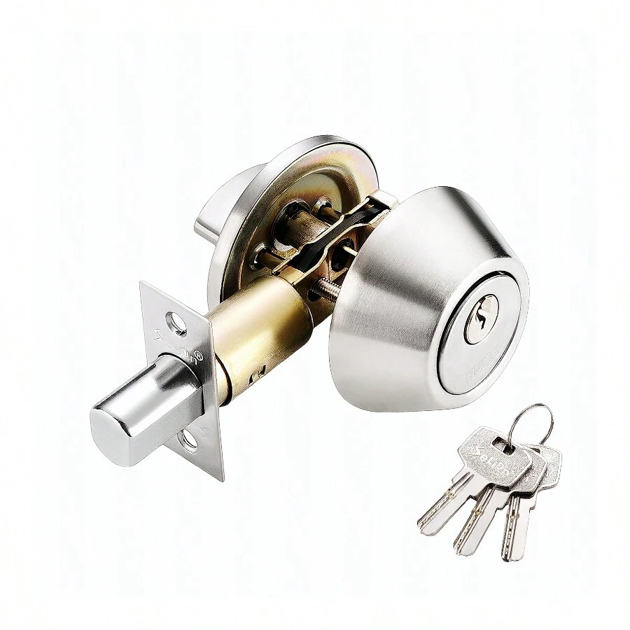 1 Pieza Chapa Cerradura Cerrojo De Cromo Espejo Mate  De Niquel Satinado Para Todo Tipo De Puerta Principal Madera Aluminio Manija Perilla Practica Facil De Colocar Redonda De Bola De Acero Inoxidable 3 Juego De Llave - W3066 - Mini Cerradura - Plateado - Ver 1