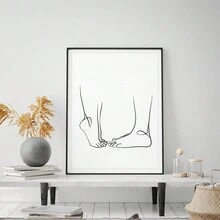 1 pieza/Set Arte de pared de dibujo de línea de pareja, impresión de arte de pareja para regalo de aniversario, cartel retro, impresión de arte de lienzo sin marco - Multicolor - Ver 3