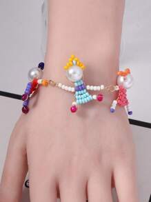1pc Fun & Fashionable Handmade Beaded 3D Cartoon Figure Necklace/Bracelet For Women