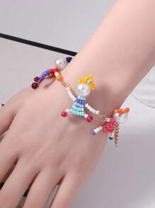 1pc Fun & Fashionable Handmade Beaded 3D Cartoon Figure Necklace/Bracelet For Women
