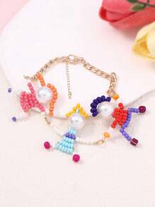 1pc Fun & Fashionable Handmade Beaded 3D Cartoon Figure Necklace/Bracelet For Women