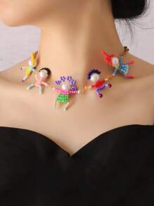 1pc Fun & Fashionable Handmade Beaded 3D Cartoon Figure Necklace/Bracelet For Women