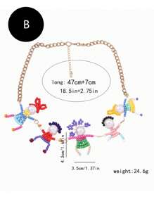 1pc Fun & Fashionable Handmade Beaded 3D Cartoon Figure Necklace/Bracelet For Women