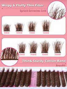 192 Cluster Brown Lash Clusters Eyelash Extension  Individual Lash Clusters   D Curl   0.07 D  Handmade  Grafting  Lash Clusters  Individual  False  Eyelashes   Wispy   DIY  Long-Lasting   Eyelashes  Extensions