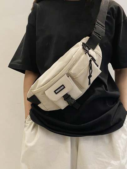Fashionable Simple Solid Color Men's Waist Bag Commute Bag For Books Multi-Functional Men Bag Belt Bag Travel Bag Sling Bag Shoulder Bag Rider Bag Student Large Capacity Multi-Functional Outdoor Vacation Chest Bag Side Bags Bag For Men Men Bag Travel Essentials Holiday Essentials Fanny Pack Summer Back To School Summer Bag Springbreak White Bag Bag Pack School Supplies
