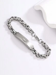 1pc Simple Silver Crown Stainless Steel Bracelet