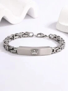1pc Simple Silver Crown Stainless Steel Bracelet