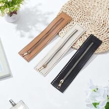 包包五金配件：皮革編織拉鍊頭、鍊帶、針孔、27cm雙面皮革拉鍊 - 黑色 - 查看 3