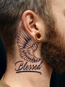 1 pièce Tatouage temporaire avec élément d'aile pour bras, cou, poitrine, taille, autocollant de tatouage magique qui dure 7 à 15 jours, tatouage semi-permanent factice unisexe