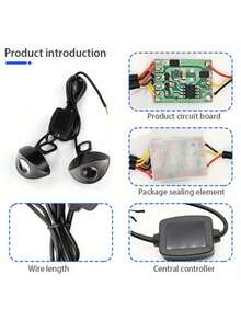 1 Set de Mini Luces LED de Ojo de Águila para Motocicleta, Luces Traseras con Controlador y Luces de Señal de Giro, Accesorios de Modificación para Motocicleta - rojo azul - Ver 4