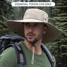 Sombreros de Sol para Mujeres - Sombrero de Sol para Mujer, ala Ancha, Plegable, Transpirable, Impermeable, Proteccion Solar UV Gorras para Pesca/Senderismo (12cm/ UPF 50+) Entrega Mangas para Brazos - Caqui - Ver 7