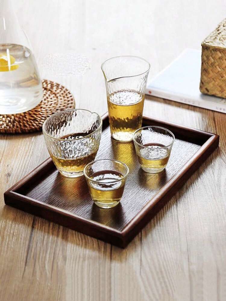 1 件咖啡色木制矩形托盘，适用于食物、蛋糕、沙拉、水果、寿司、饮料、牛排、披萨实木托盘，豪华且极具吸引力的咖啡店甜点盘，家用茶盘，面包和小吃拼盘，清晰纹理的磨砂杯托盘 - 彩色 - 查看 4