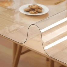 1pc Thickened PVC Transparent Tablecloth Cover Protector Waterproof Oil-Proof Scratch-Resistant Heat Resistant Tablecloth, Suitable For Home Hotel Dining Table Cover Decoration Computer Mat