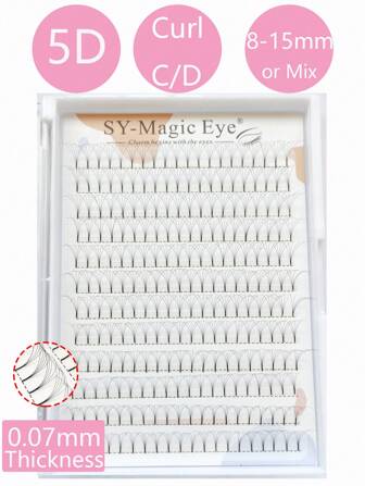 240 Pcs Per Box, Long Stem, 5D, Thickness 0.07mm, Premade Fans Eyelash Extension, Cluster Eyelashes, Natural & Soft, Hand-Grafted False Eyelashes Lash Clusters, Eyelash Clusters, Individual Eyelashes, Lashes, Fake Lashes