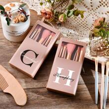 多功能化妆刷收纳架，内置镜子，令人难忘的伴娘礼物、生日礼物、婚礼必备品 - 粉紅色 - 查看 8