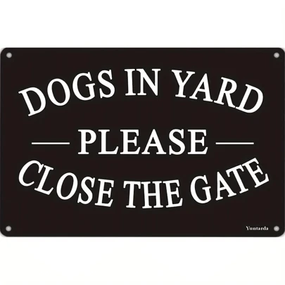 1 件复古铁皮标牌“禁止犬只进入院子”（8x12 英寸/20 厘米 x 30 厘米），完美的家居装饰，适用于浴室、餐厅、厨房、酒吧、趣味家庭餐厅墙面装饰、运动酒吧、咖啡馆、男士休闲室、车库等，铁艺画，随机孔眼款式