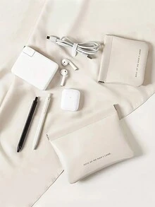 1入組旅行數據線收納包，小型旅行線線路整理器，旅行必備，旅行配件，移動式線路整理器，收納袋 - 白色 - 查看 8