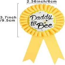 2 pièces/Ensemble écharpe dorée "Maman à Bee" et badge en fer-blanc "Papa à Bee" Kit combo pour la fête de douche de couple. Faveurs et décorations de fête pour future maman