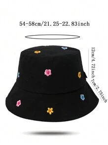 Chapéu Bucket Feminino Bordado Flor Doce Bonito, Chapéu Bucket Versátil para Mulheres, Chapéu de Proteção Solar para Praia e Viagens ao Ar Livre Para Homens e Mulheres na Primavera e Verão, Boné Feminino para Férias - Multicolorido - Visão 2