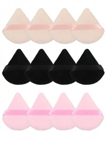12pcs Triangle Flocked Double-Sided Makeup Sponges, Soft & Fluffy Texture, Suitable For Powder Application, Face & Body Makeup Blender Tools Set - Multicolor - View 1
