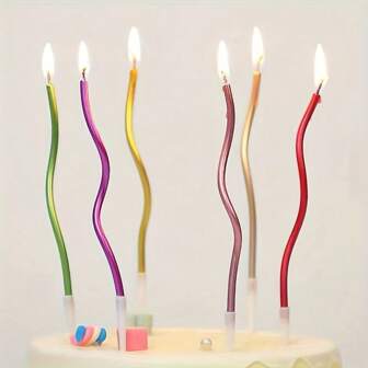 6/20pcs (1set Of 6pcs)Twisty Spiral Cake Candles Metallic Birthday Cake Candles Set - No Electricity Required, Feather-Free - Cake Decorating Supplies For Birthday Parties.For Christmas Party Candle
