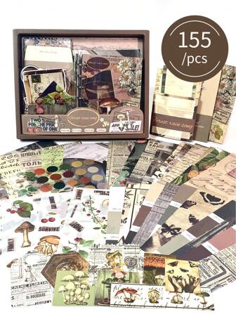 155 piezas Juego de regalo para Bullet Journal, Cuaderno de hojas sueltas A6, Estilo, Altamente atractivo, Fresco, Decoraciones de estudio, Caja de regalo, Útiles escolares, De vuelta a la escuela