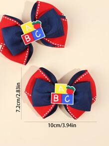 2 Cái/gói Back To School ABC Apple Phụ Kiện Bút Chì In Hình Nơ Kẹp Tóc Cho Bé Gái, Phong Cách Học Đường - Nhiều màu - Xem 6
