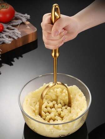 1 st rostfritt stål mosare, potatis lera pressverktyg, kök handverktyg, manuell multi-funktionell Golden mud press verktyg, köksartiklar, kök tillbehör, mini kök pryl
