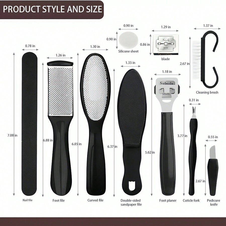 10pcs Professional Foot Care Tool Set, 10 In 1 Stainless Steel Pedicure