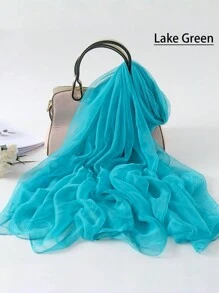 1 chiếc khăn choàng bằng vải voan mềm mại màu trơn cho nữ đi biển, khăn choàng dài thời trang và đa năng cho mùa xuân/hè/thu, chống nắng, thoáng khí, khăn choàng cho các buổi đi chơi hàng ngày, kỳ nghỉ, khăn tắm biển Bandana, dây buộc tóc, dây buộc đầu lý tưởng để làm nổi bật vẻ ngoài của bạn - Khăn voan lụa lạnh - Xem 13