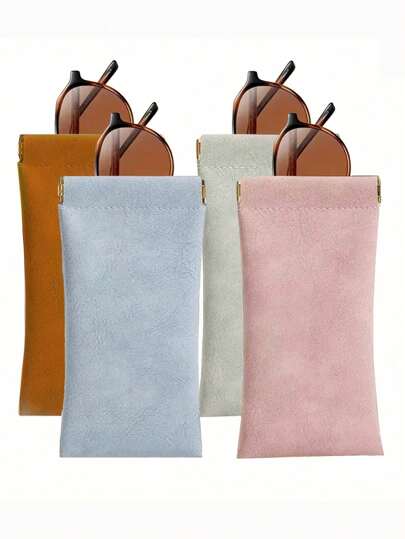 1PC Lychee Embossed Glasses Cover, Cute PU Leather Sunglasses Glasses Bag Case Portable Travel Accessory Glasses Accessories For Women