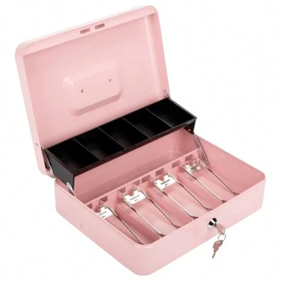 1pc, Big Size Locking Cash Box Money Tray With 2 Keys, Drawer, Lock Box For Office Business, Box, Saving Money Bank, Metal Material Lock Box, Back To School Gift, 11.8L X 9.5W X 3.5H Inches, Festival,Halloween Decor Back To School