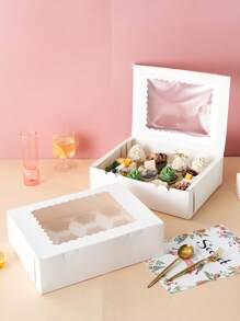 2入組蛋糕和蛋黃酥紙格盒 - 白色 - 查看 2