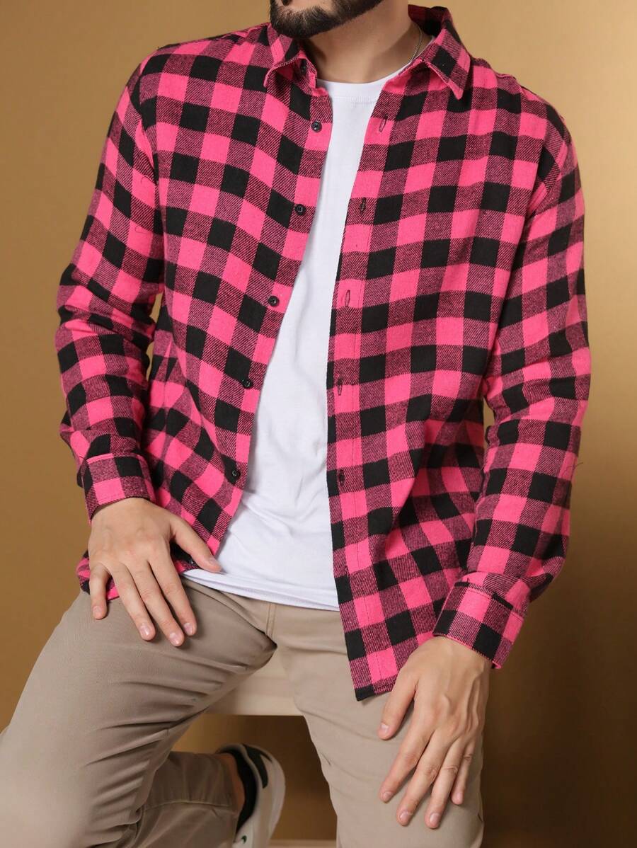 Men Shirts - Màu Hồng Tươi - Xem 1