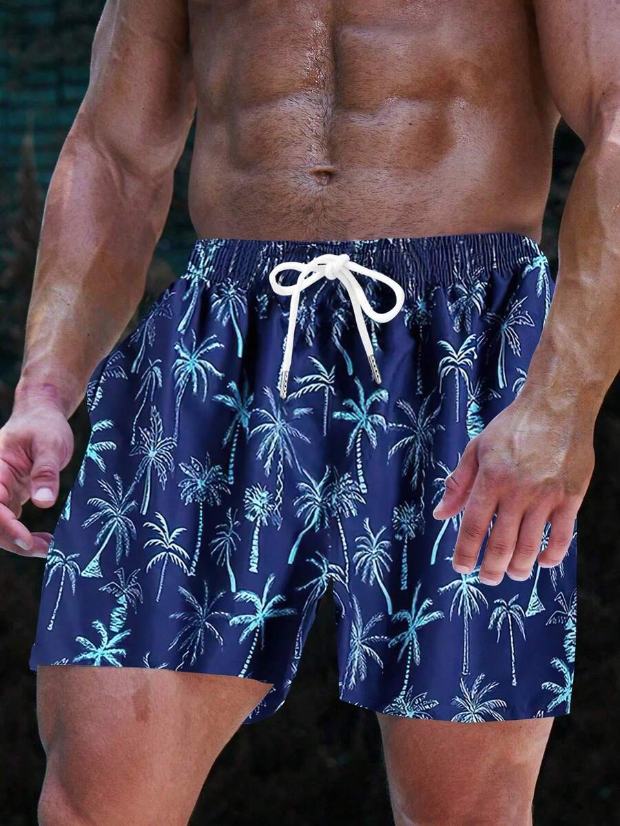 3D Digital Printed Breathable Soft Casual Hawaiian Beach Vacation Loose Men's Shorts For Daily Wear, Summer - الأزرق - مشاهدة 1