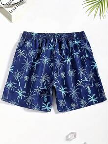 3D Digital Printed Breathable Soft Casual Hawaiian Beach Vacation Loose Men's Shorts For Daily Wear, Summer - الأزرق - مشاهدة 3