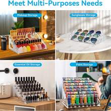 指甲油收納盒升級版亞克力展示架，用於指甲油座，太陽眼鏡收納盒，精油座，透明眼鏡展示盒，化妝品收納盒，口紅貯存架，眼影和香水儲藏，為妻子，女友禮物而設。 - 透色 - 查看 12