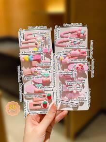 20 Stücke rosa Cartoon Niedliche Haarclips, ideal für den täglichen Gebrauch