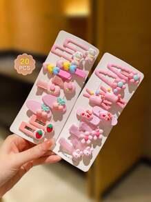 20 Stücke rosa Cartoon Niedliche Haarclips, ideal für den täglichen Gebrauch